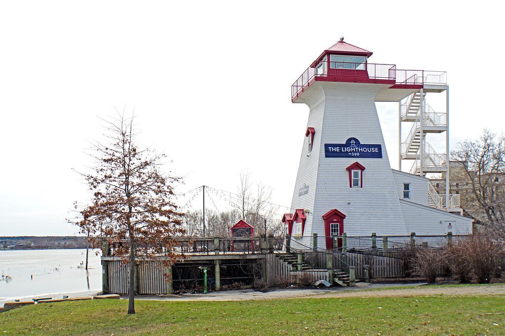 The small decorative lighthouse on Fredericton’s riverfront Green